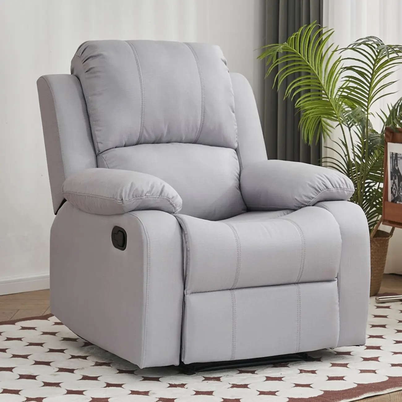 Luxurious Black Leather Manual Recliner with Lumbar Support Image - 9 | homeyfad