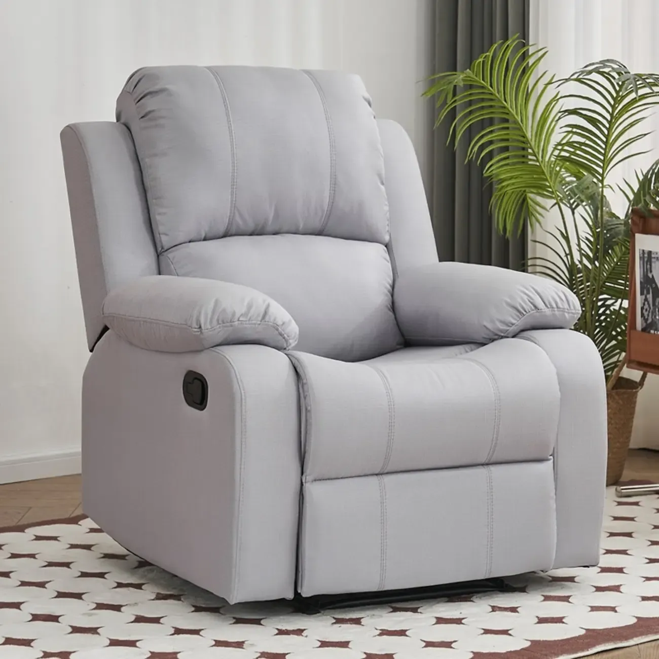 Luxurious Black Leather Manual Recliner with Lumbar Support Image - 9