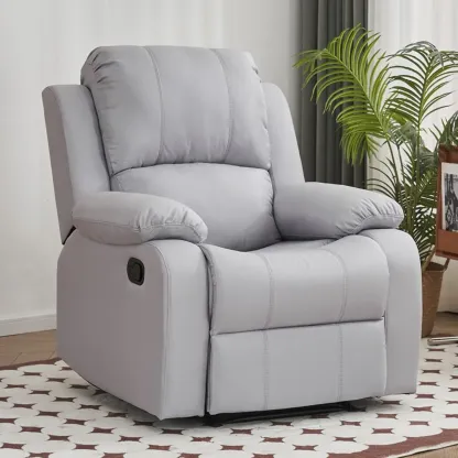 Luxurious Black Leather Manual Recliner with Lumbar Support Image - 9
