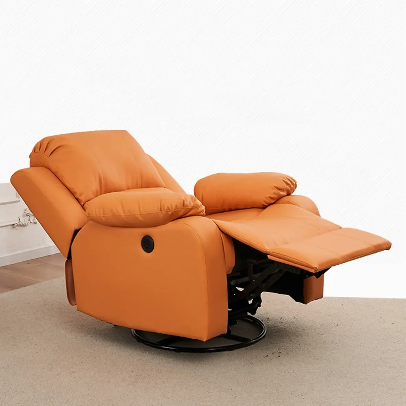 Luxurious Black Leather Manual Recliner with Lumbar Support Image - 10