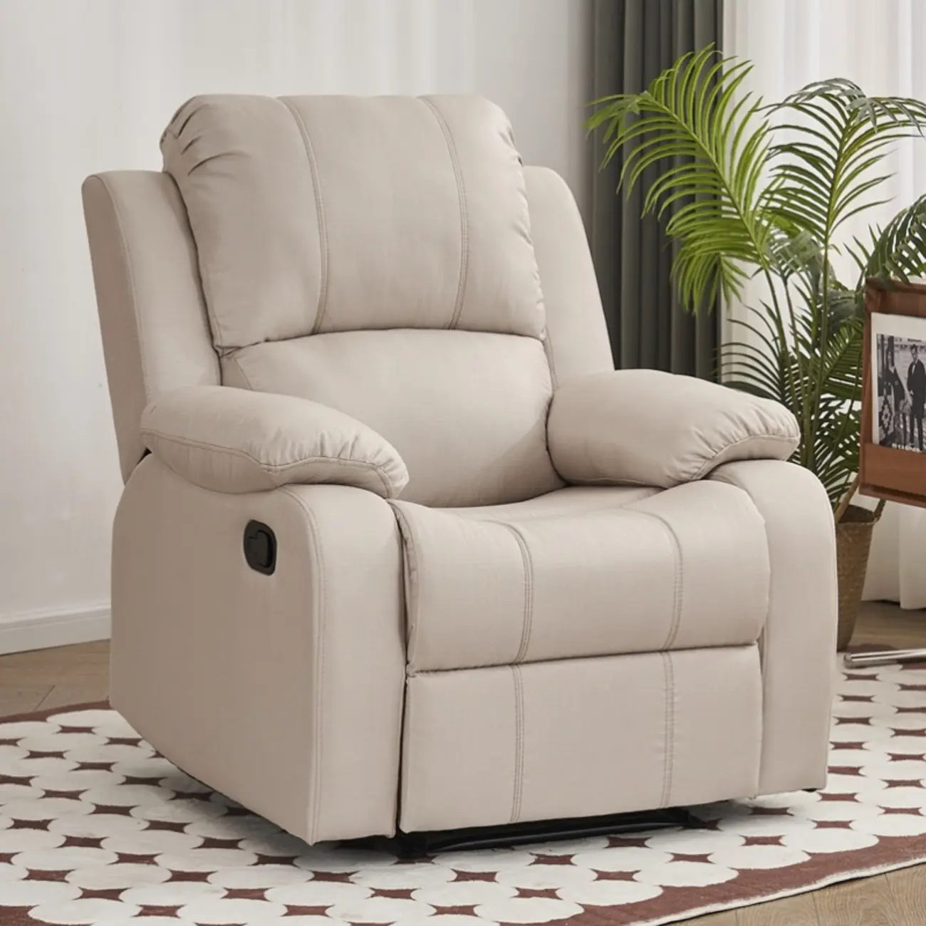 Luxurious Black Leather Manual Recliner with Lumbar Support Image - 12 | homeyfad