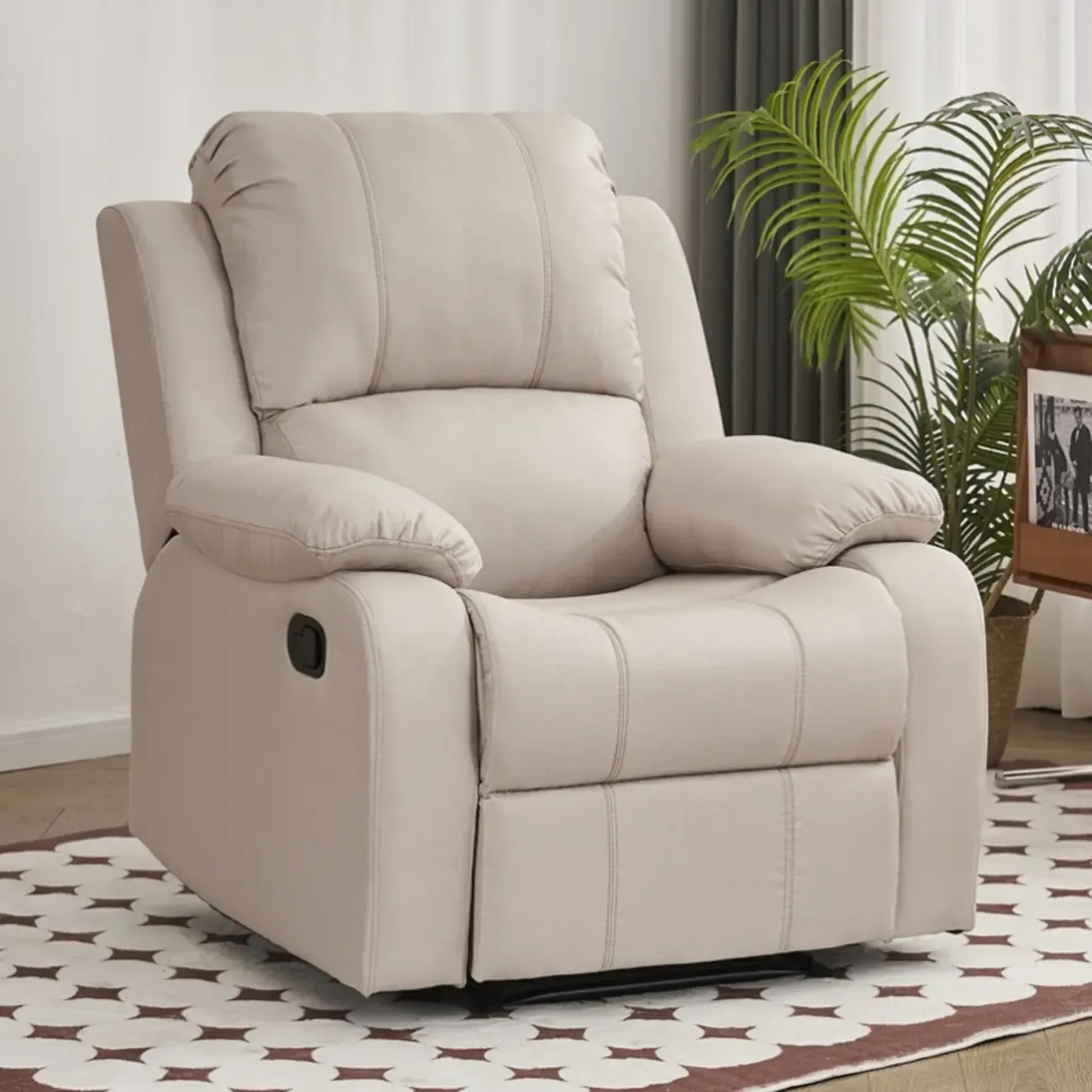 Luxurious Black Leather Manual Recliner with Lumbar Support Image - 12