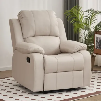 Luxurious Black Leather Manual Recliner with Lumbar Support Image - 12