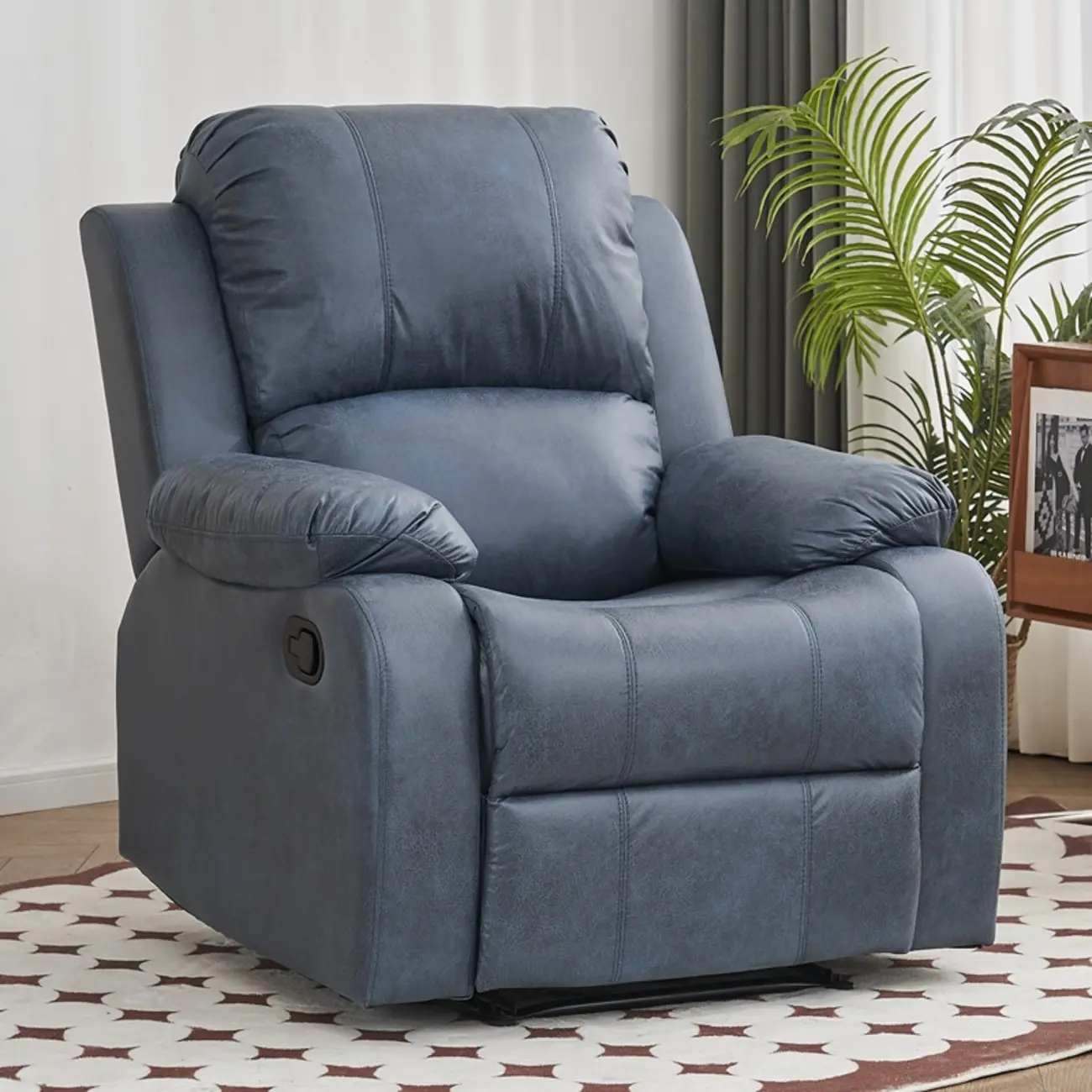 Luxurious Black Leather Manual Recliner with Lumbar Support Image - 14 | homeyfad