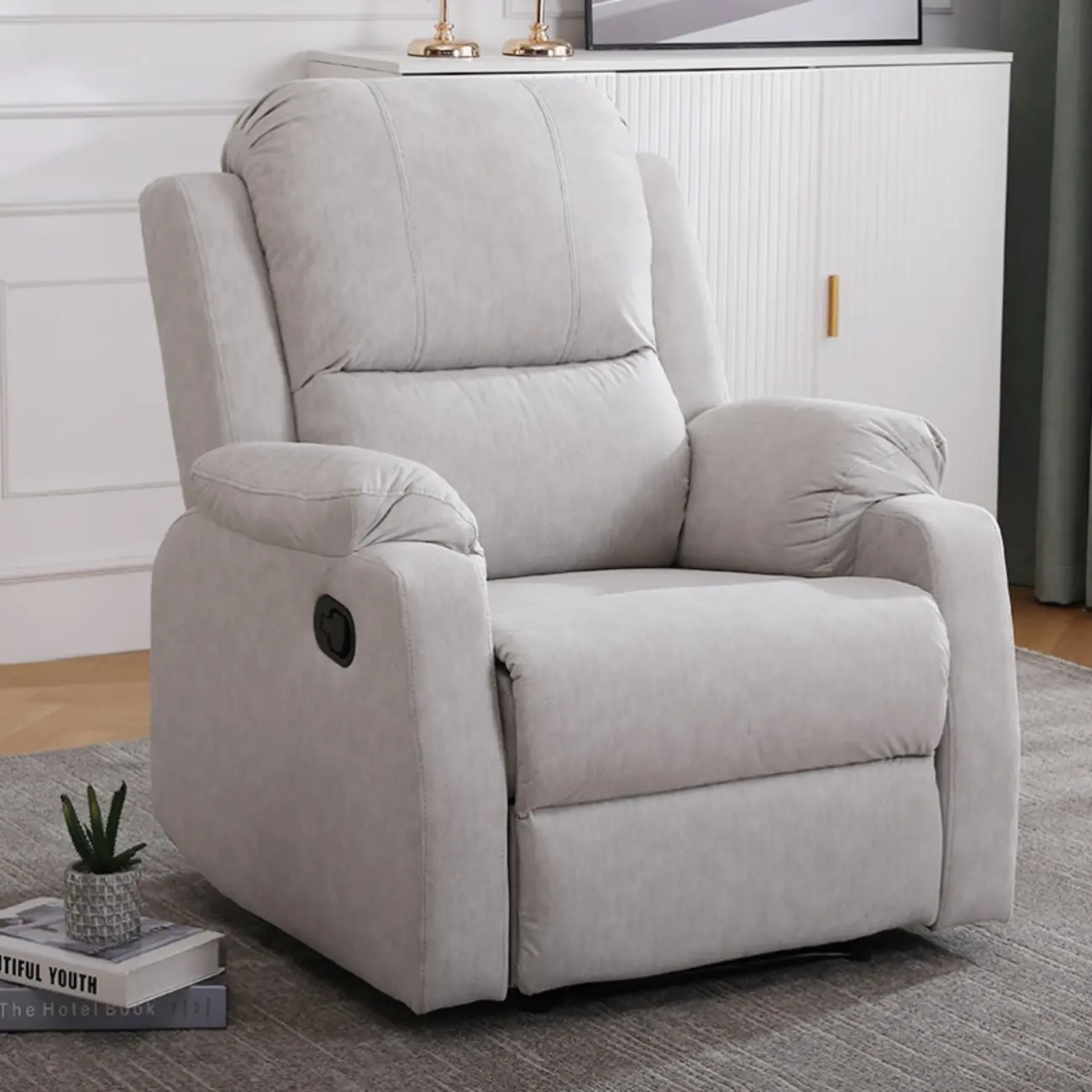 Luxurious Black Leather Manual Recliner with Lumbar Support Image - 17 | homeyfad