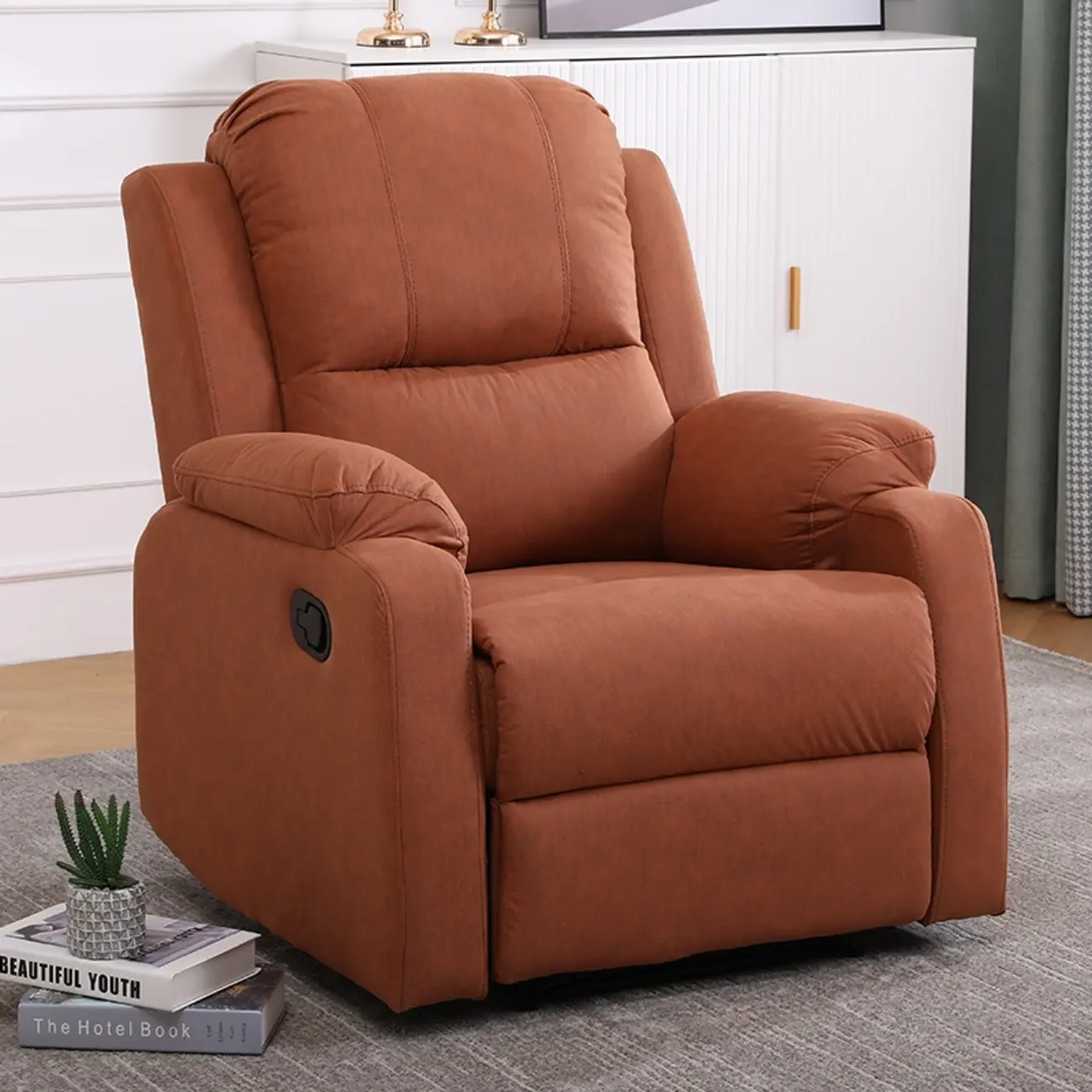 Luxurious Black Leather Manual Recliner with Lumbar Support Image - 18 | homeyfad