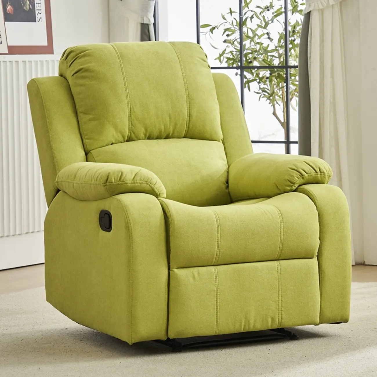 Luxurious Black Leather Manual Recliner with Lumbar Support Image - 19 | homeyfad