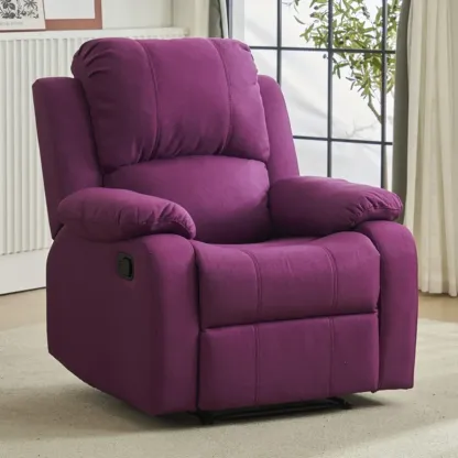 Luxurious Black Leather Manual Recliner with Lumbar Support Image - 20