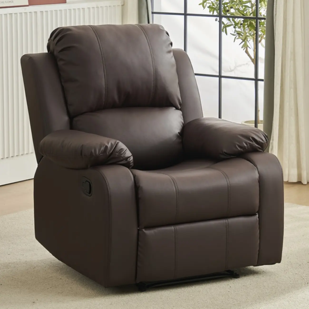Luxurious Black Leather Manual Recliner with Lumbar Support Image - 21 | homeyfad