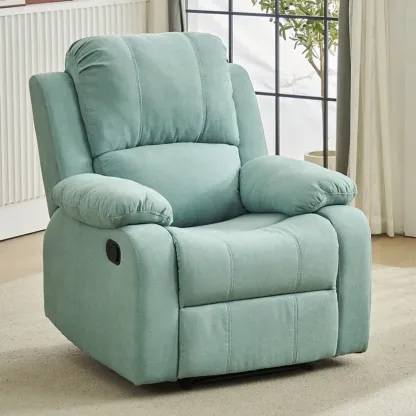 Luxurious Black Leather Manual Recliner with Lumbar Support Image - 22