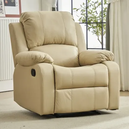 Luxurious Black Leather Manual Recliner with Lumbar Support Image - 24