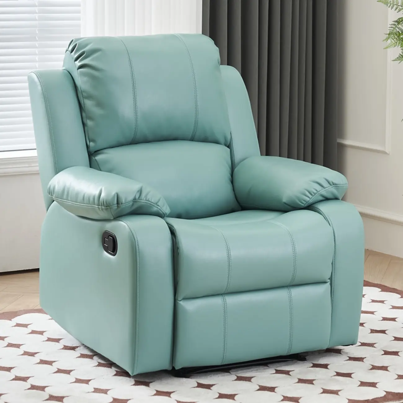 Luxurious Black Leather Manual Recliner with Lumbar Support Image - 27 | homeyfad