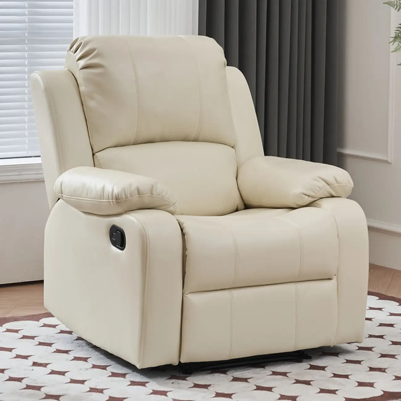 Luxurious Black Leather Manual Recliner with Lumbar Support Image - 28 | homeyfad