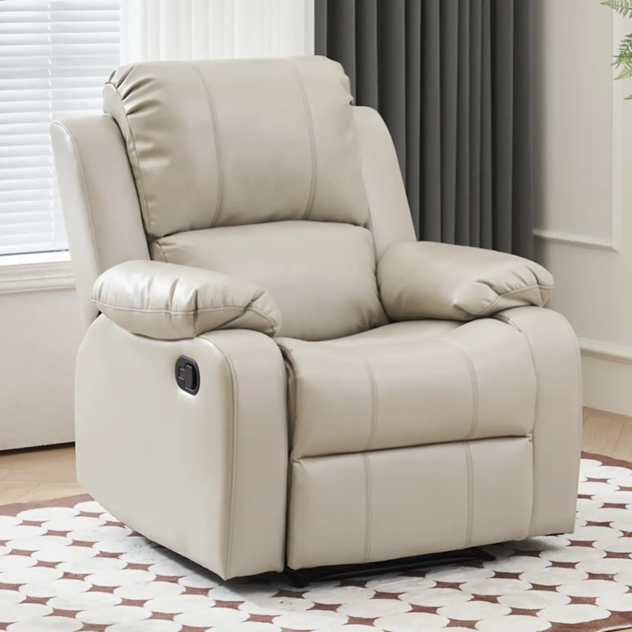 Luxurious Black Leather Manual Recliner with Lumbar Support Image - 30 | homeyfad