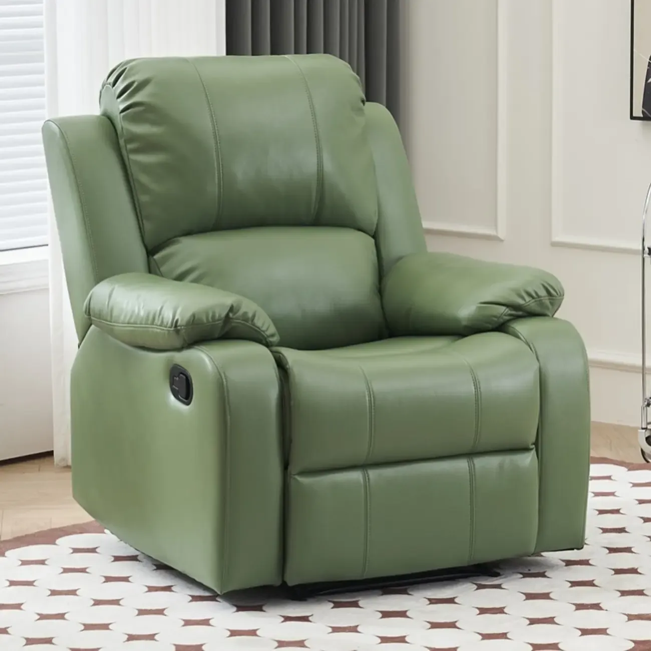 Luxurious Black Leather Manual Recliner with Lumbar Support Image - 34