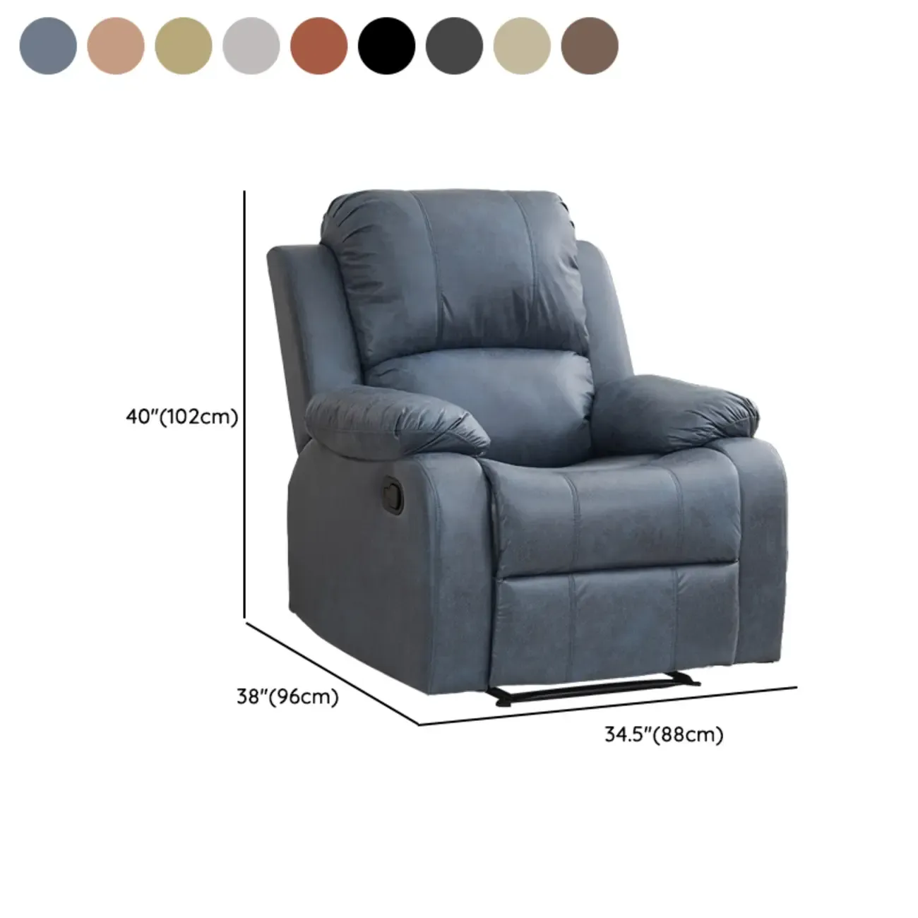 Luxurious Black Leather Manual Recliner with Lumbar Support #size