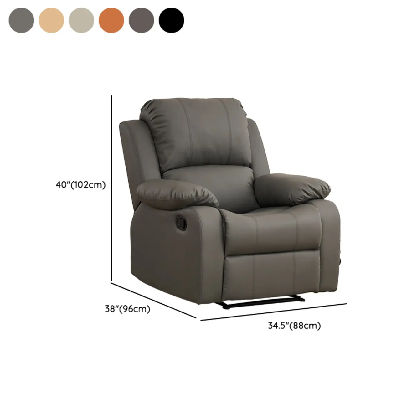 Luxurious Black Leather Manual Recliner with Lumbar Support Image - 40 | homeyfad