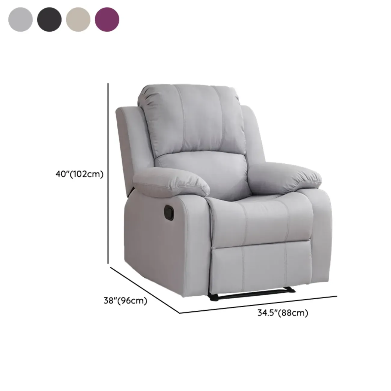 Luxurious Black Leather Manual Recliner with Lumbar Support Image - 41