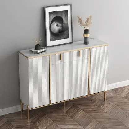 Glam Light Coffee Wood Entryway Shoe Cabinet Image - 4