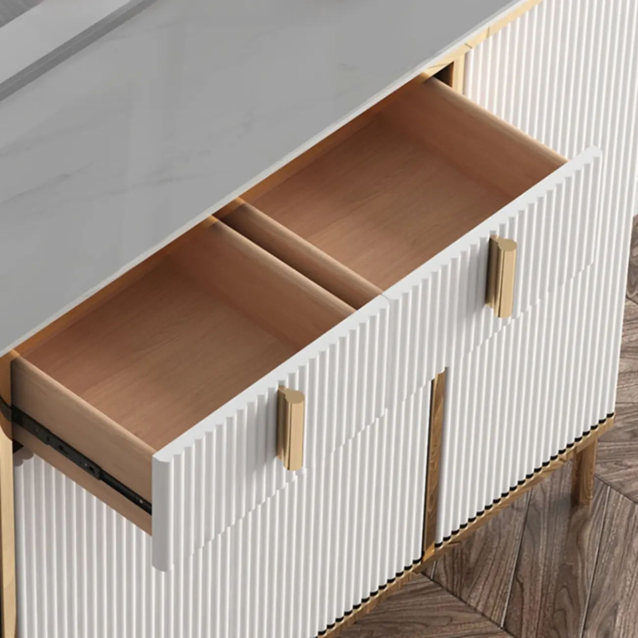 Glam Light Coffee Wood Entryway Shoe Cabinet Image - 6 | homeyfad