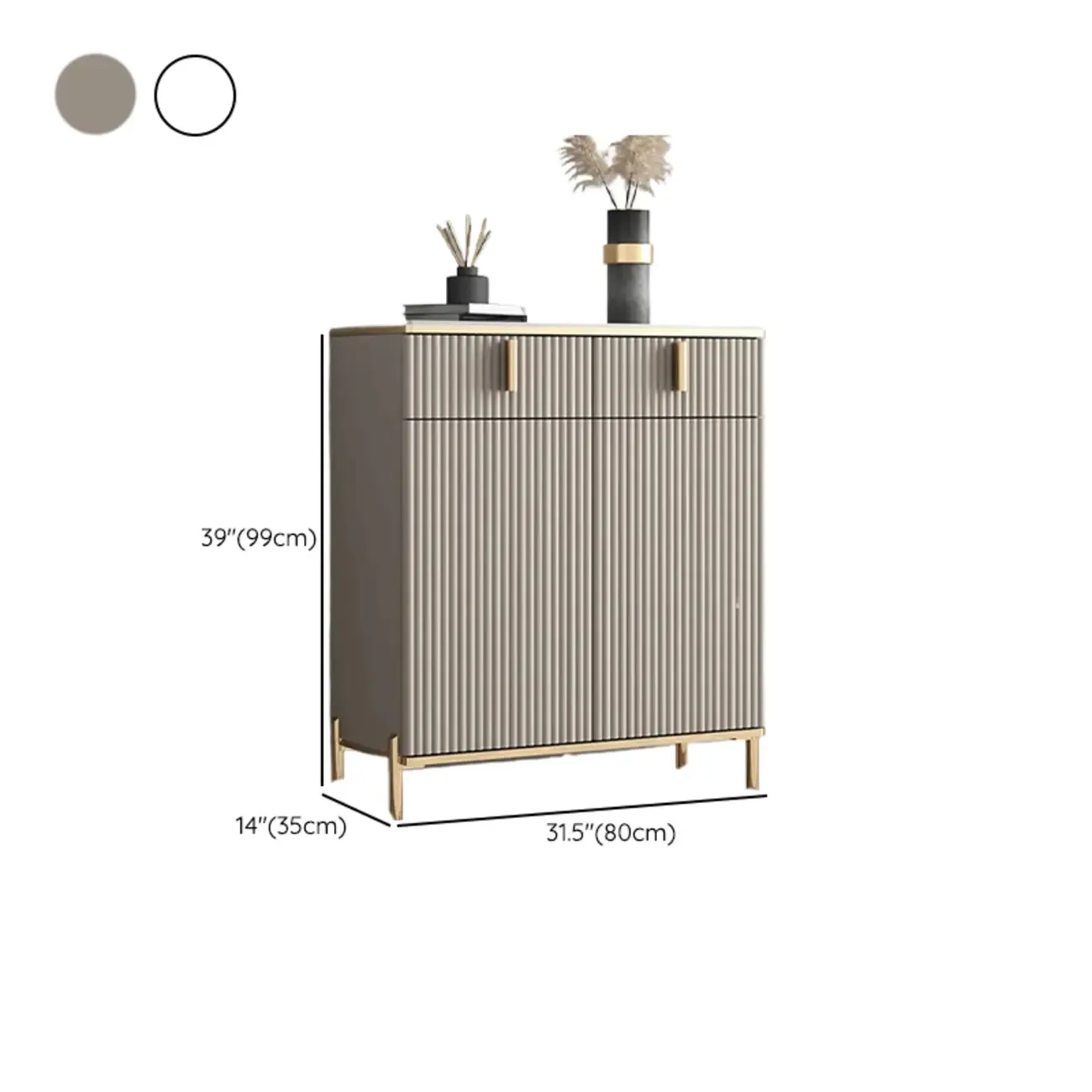 Glam Light Coffee Wood Entryway Shoe Cabinet #size