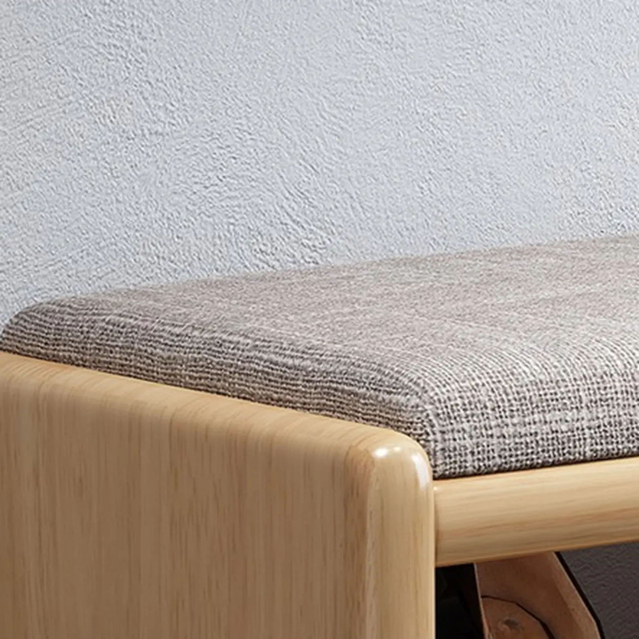Scandinavian 2-Tier Upholstered Wood Shoe Rack Bench Image - 10 | homeyfad