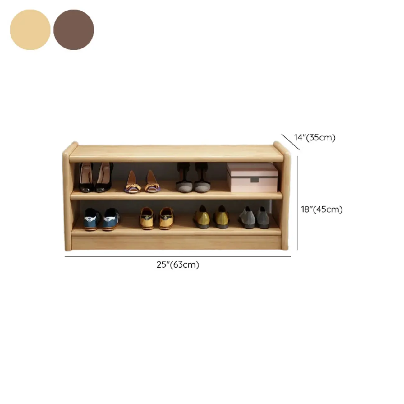 Scandinavian 2-Tier Upholstered Wood Shoe Rack Bench #size | homeyfad