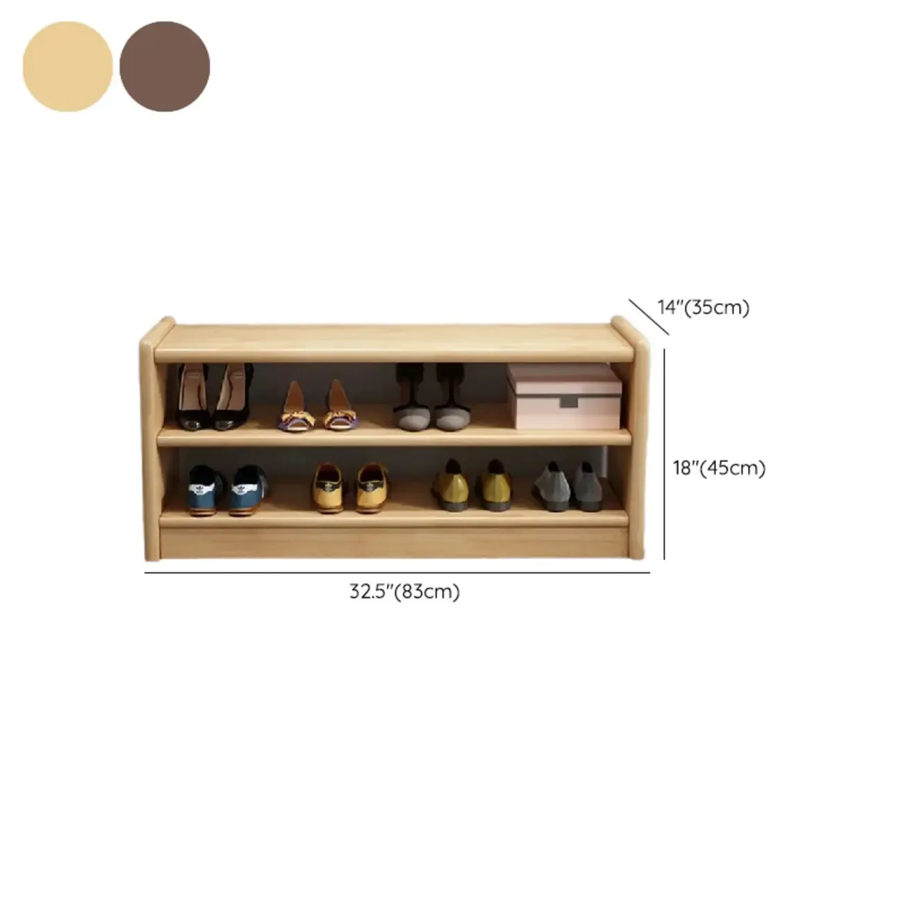 Scandinavian 2-Tier Upholstered Wood Shoe Rack Bench Image - 13