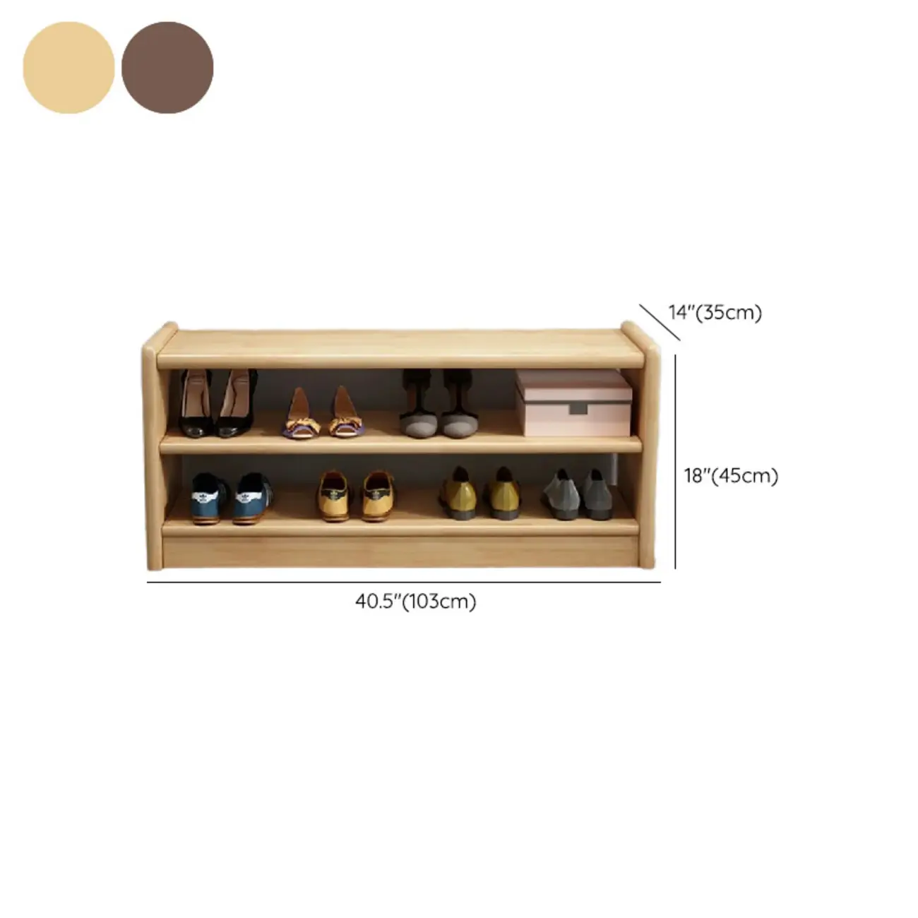 Scandinavian 2-Tier Upholstered Wood Shoe Rack Bench Image - 15 | homeyfad