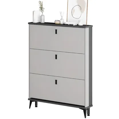 Modern Wood Shoe Cabinet with Adjustable Shelves