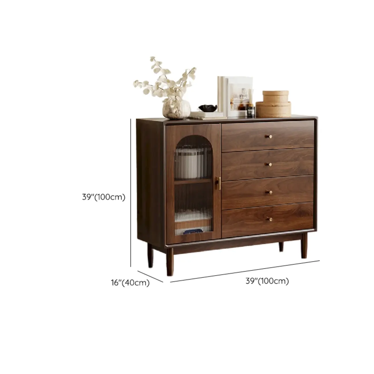 Vintage Brown Wood Rattan Storage Cabinet for Living Room Image - 20 | homeyfad