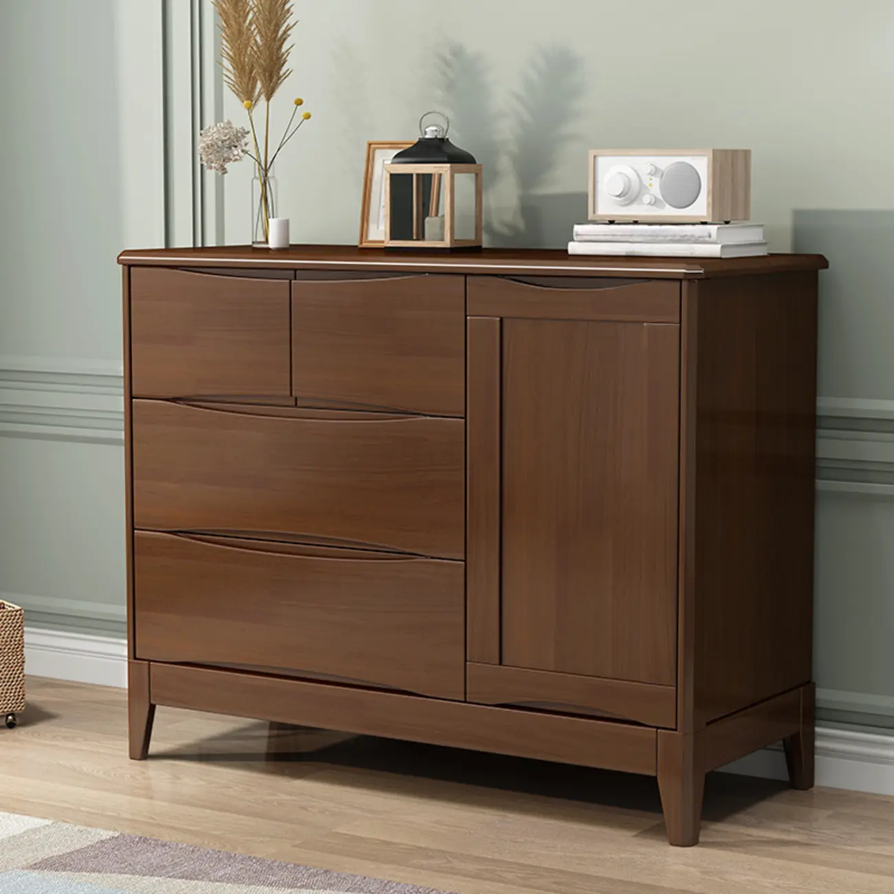 Classic Large White Brown Wooden Utility Storage Cabinet Image - 3 | homeyfad