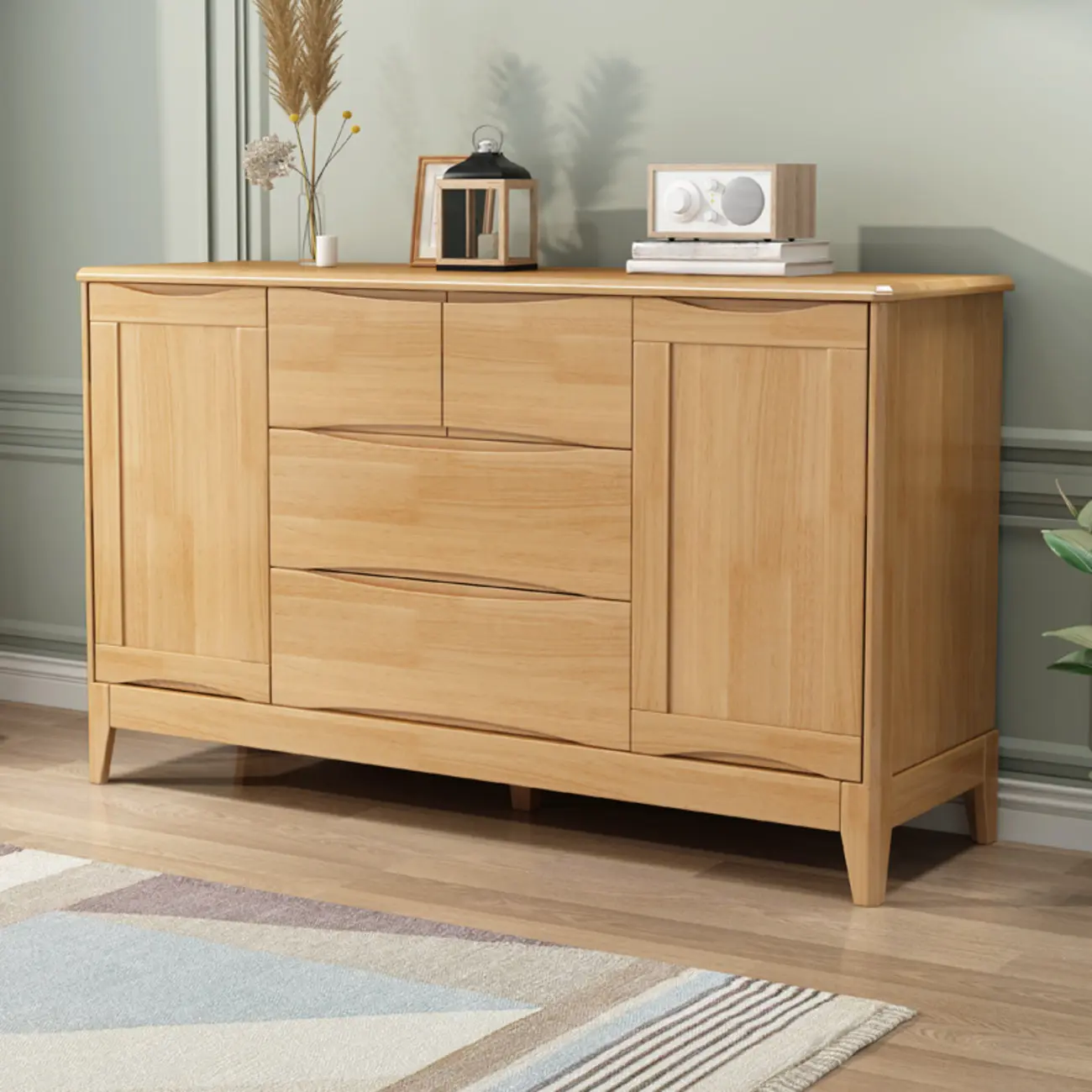 Classic Large White Brown Wooden Utility Storage Cabinet Image - 6 | homeyfad