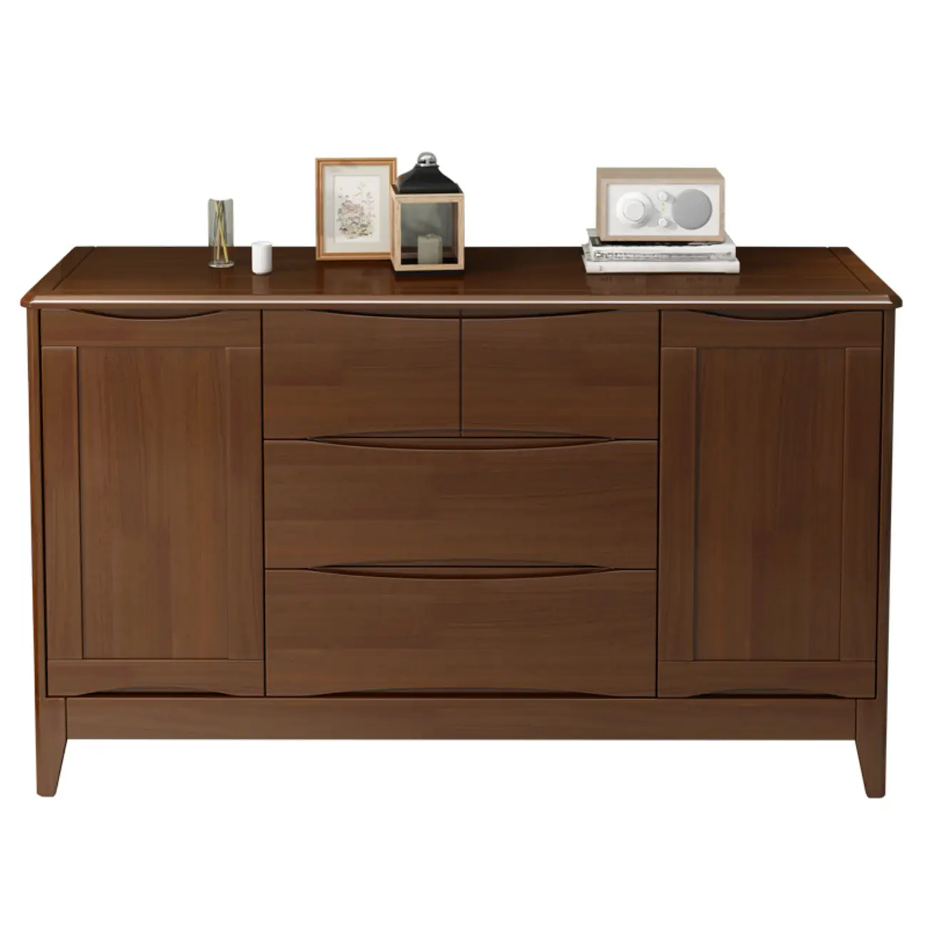 Classic Large White Brown Wooden Utility Storage Cabinet Image - 7 | homeyfad