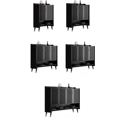 Entryway Black Wooden Shoe Cabinet with Doors Image - 9