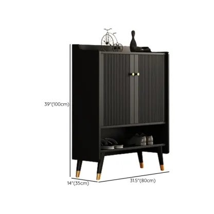 Entryway Black Wooden Shoe Cabinet with Doors #size