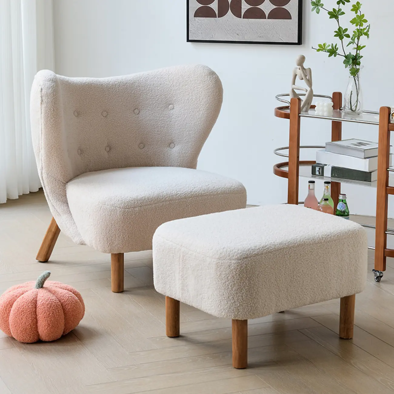 Minimalist Fabric Accent Chair with Tufted Back for Living Room Image - 1 | homeyfad