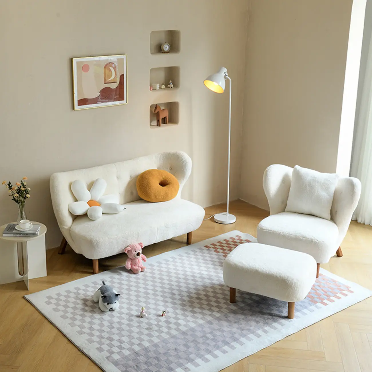 Minimalist Fabric Accent Chair with Tufted Back for Living Room Image - 2 | homeyfad