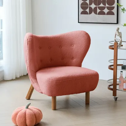 Minimalist Fabric Accent Chair with Tufted Back for Living Room Image - 3