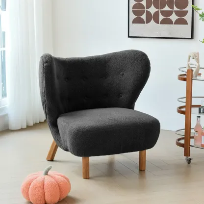 Minimalist Fabric Accent Chair with Tufted Back for Living Room Image - 4