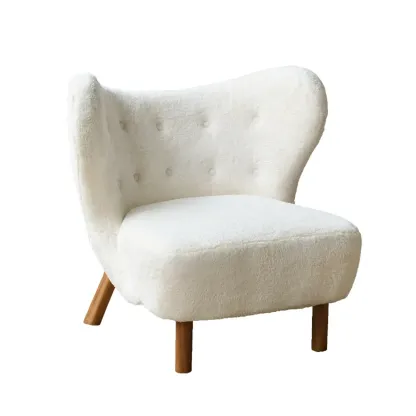 Minimalist Fabric Accent Chair with Tufted Back for Living Room Image - 5