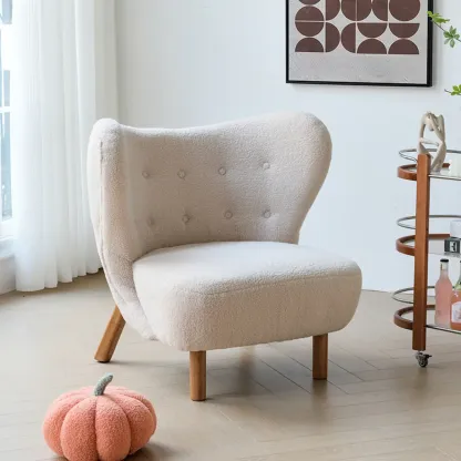 Minimalist Fabric Accent Chair with Tufted Back for Living Room Image - 10