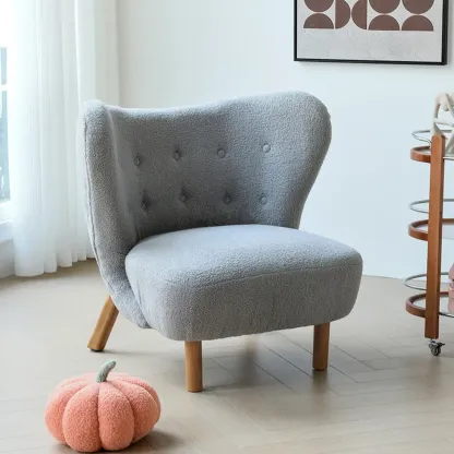 Minimalist Fabric Accent Chair with Tufted Back for Living Room Image - 12