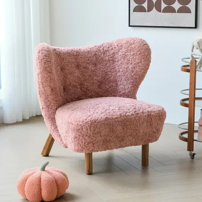Minimalist Fabric Accent Chair with Tufted Back for Living Room Image - 13