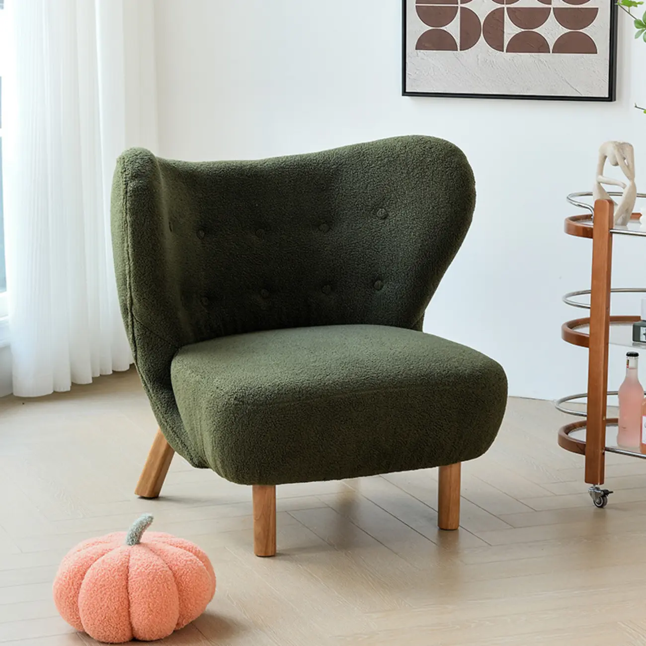 Minimalist Fabric Accent Chair with Tufted Back for Living Room Image - 15 | homeyfad