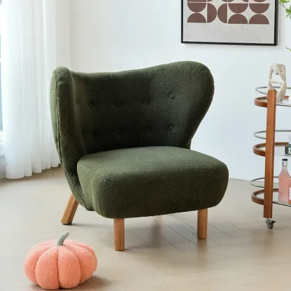 Minimalist Fabric Accent Chair with Tufted Back for Living Room Image - 15