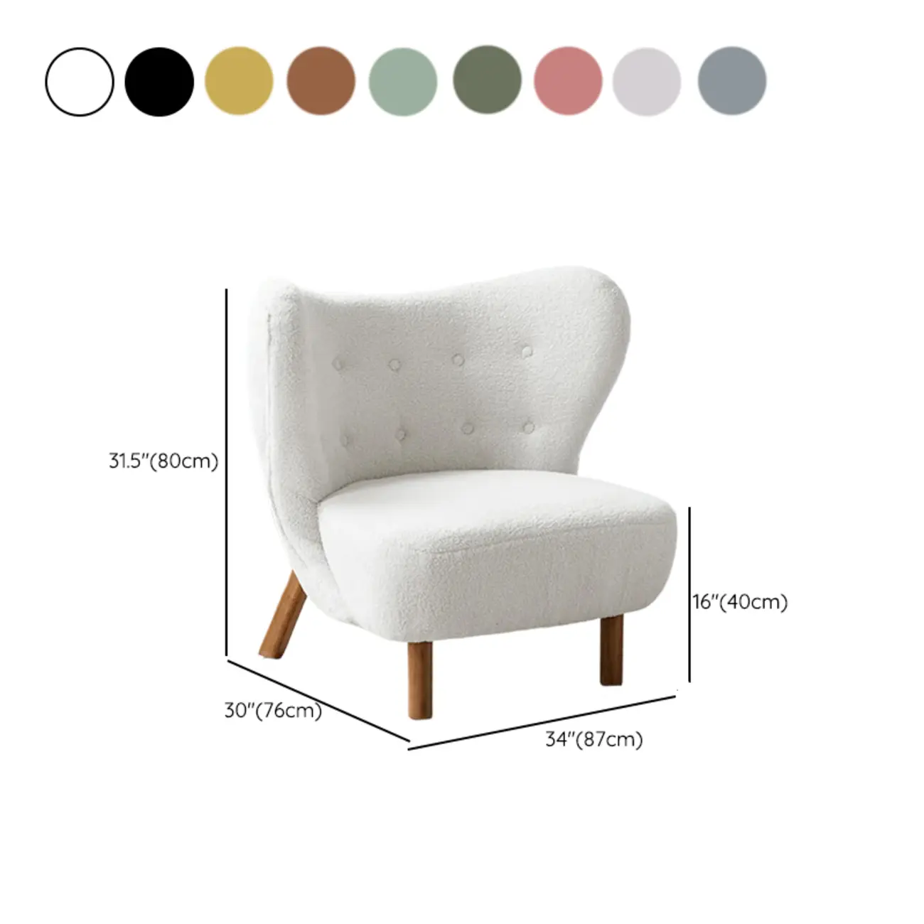 Minimalist Fabric Accent Chair with Tufted Back for Living Room #size | homeyfad