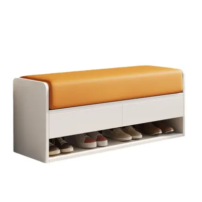 7 Pair Wooden Shoe Storage Bench With Drawer Image - 11