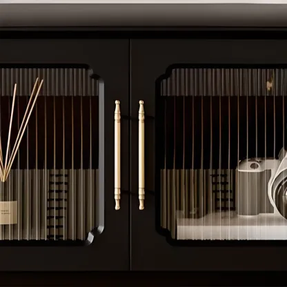 Wooden French Country TV Stand with Black Finish