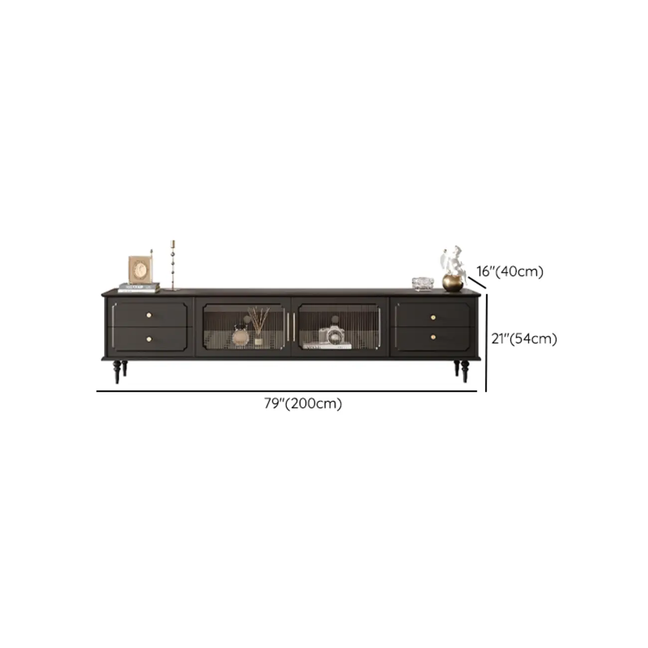 Wooden French Country TV Stand with Black Finish | homeyfad